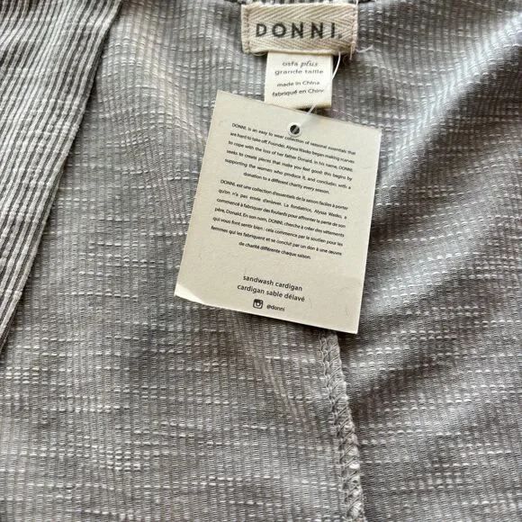 Anthropologie Donni Sandwash Grey Ribbed Cardigan NWT Size OSFA Plus - Picture 11 of 12